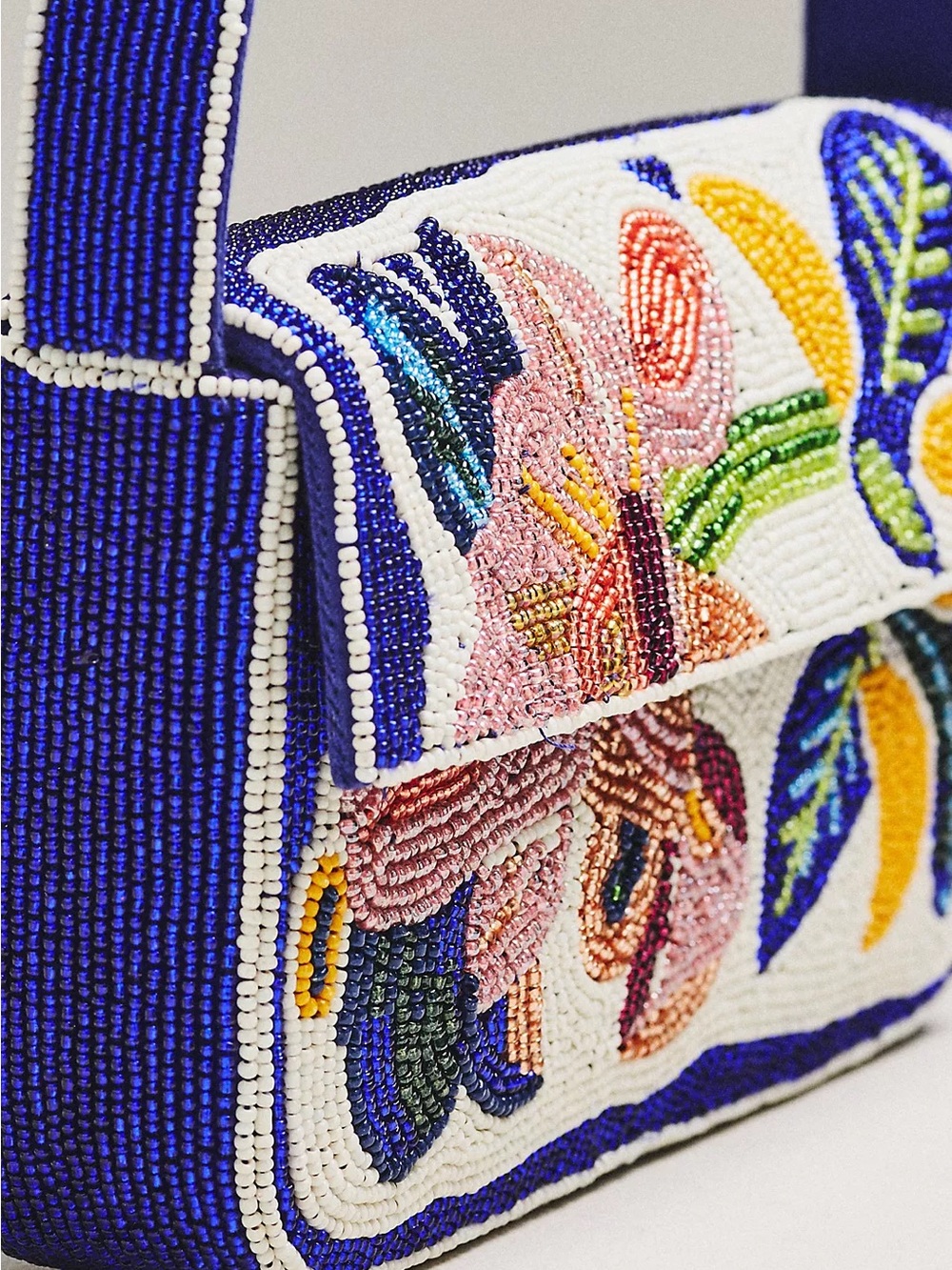 ANTHROPOLOGIE MAEVE Fiona Beaded Shoulder Bag (Floral, Blue, White) - Picture 3 of 7